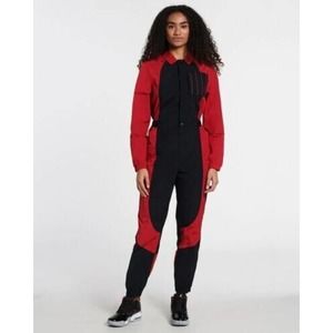 NEW Air Jordan Women's Essential Varsity Jumpsuit DJ2626-636 - Red/Black - Large